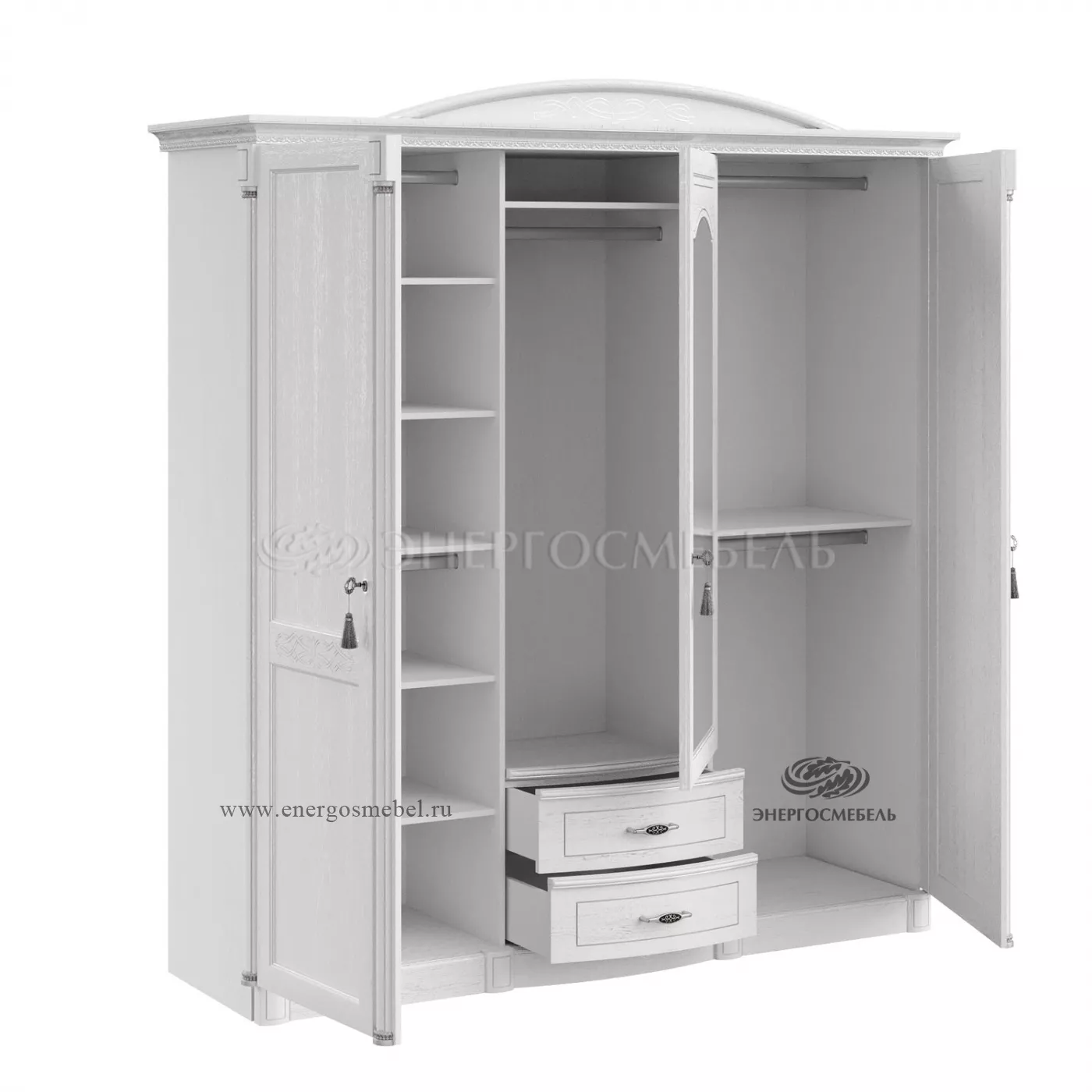 Шкаф для одежды и белья 3ств с комодной секцией Элеганца