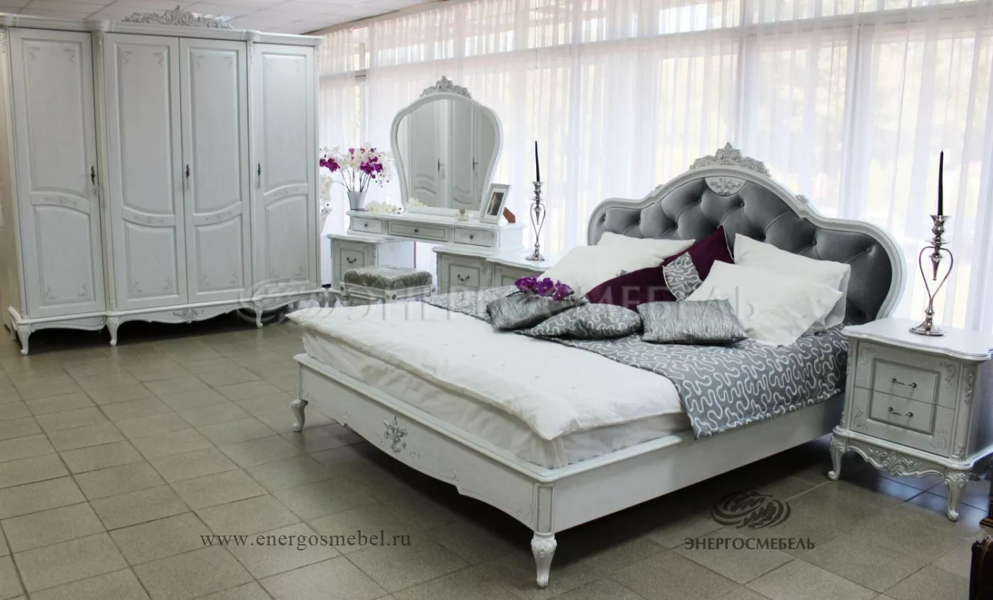 Спальня Барокко белый с перламутровой патиной 1